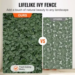 VEVOR Ivy Privacy Fence, 39 x 158in Artificial Green Wall Screen, Greenery Ivy Fence with Mesh Cloth Backing and Strengthened Joint, Faux Hedges Vine Leaf Decoration for Outdoor Garden, Yard, Balcony
