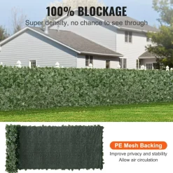 VEVOR Ivy Privacy Fence, 39 x 158in Artificial Green Wall Screen, Greenery Ivy Fence with Mesh Cloth Backing and Strengthened Joint, Faux Hedges Vine Leaf Decoration for Outdoor Garden, Yard, Balcony