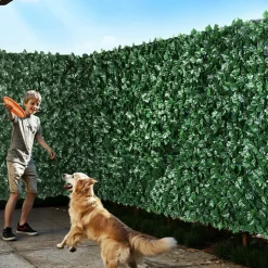 VEVOR Ivy Privacy Fence, 96 x 72 in Artificial Green Wall Screen, Greenery Ivy Fence with Strengthened Joint, Faux Hedges Vine Leaf Decoration for Outdoor Garden, Yard, Balcony, Patio Decor