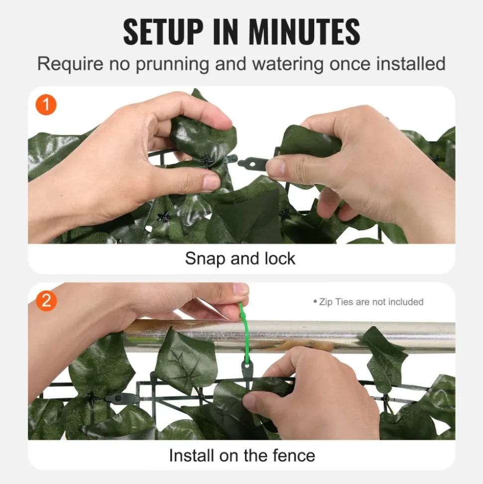 VEVOR Ivy Privacy Fence, 59 x 98 in Artificial Green Wall Screen, Greenery Ivy Fence with Strengthened Joint, Faux Hedges Vine Leaf Decoration for Outdoor Garden, Yard, Balcony, Patio Decor