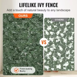 VEVOR Ivy Privacy Fence, 59 x 98 in Artificial Green Wall Screen, Greenery Ivy Fence with Strengthened Joint, Faux Hedges Vine Leaf Decoration for Outdoor Garden, Yard, Balcony, Patio Decor