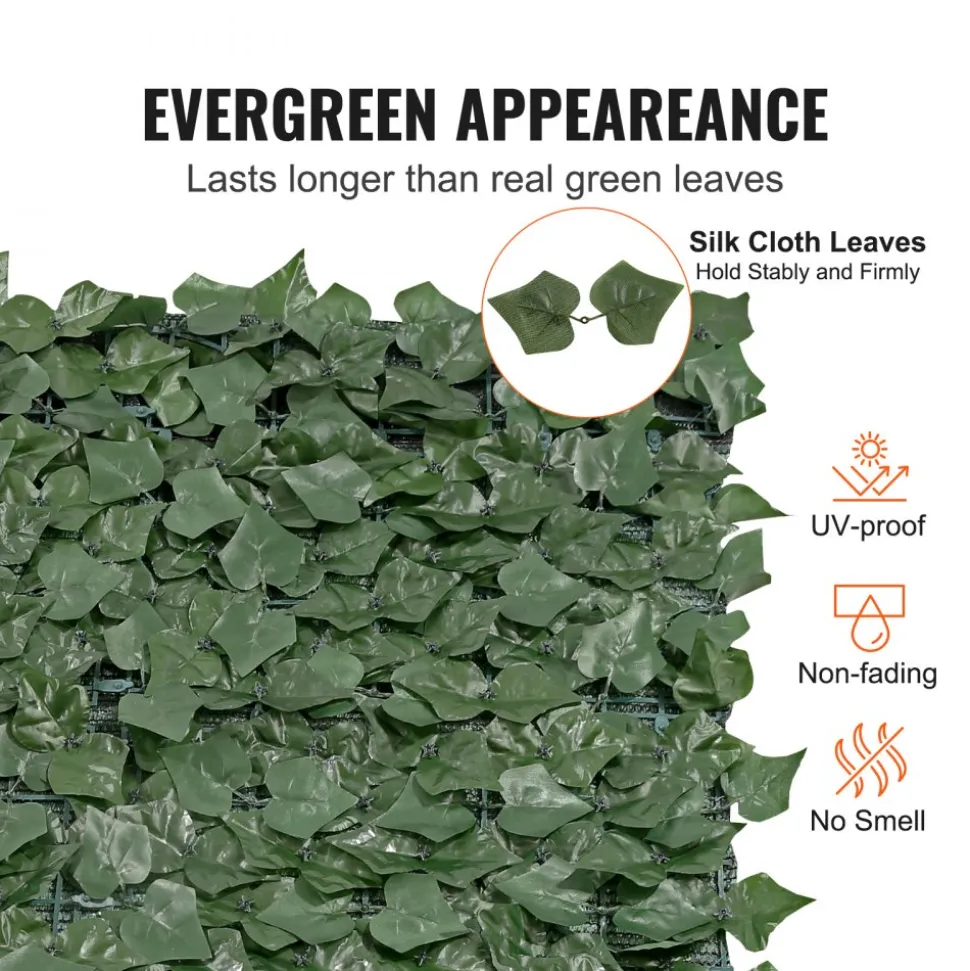 VEVOR Ivy Privacy Fence, 96 x 72 in Artificial Green Wall Screen, Greenery Ivy Fence with Mesh Cloth Backing and Strengthened Joint, Faux Hedges Vine Leaf Decoration for Outdoor Garden, Yard, Balcony