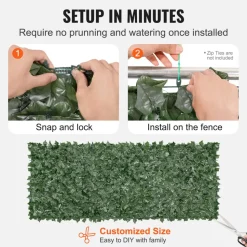 VEVOR Ivy Privacy Fence, 39 x 98 in Artificial Green Wall Screen, Greenery Ivy Fence with Mesh Cloth Backing and Strengthened Joint, Faux Hedges Vine Leaf Decoration for Outdoor Garden, Yard, Balcony