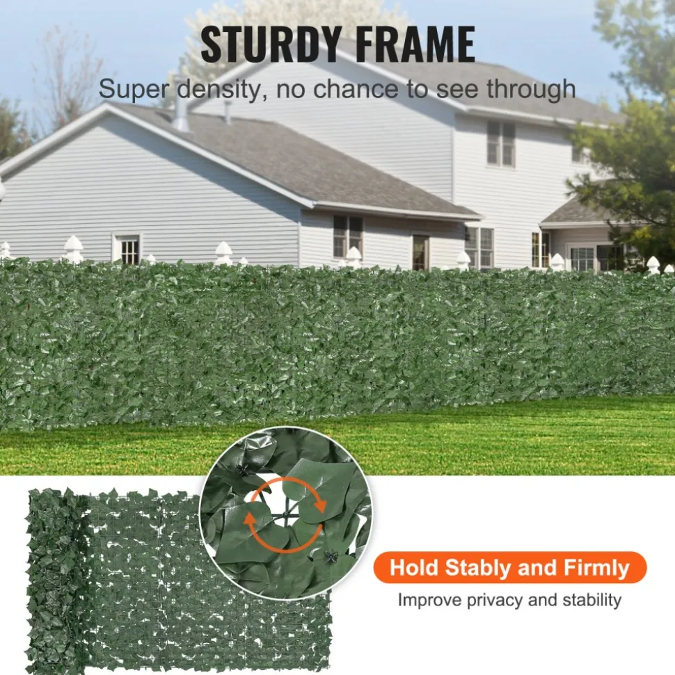 VEVOR Ivy Privacy Fence, 39 x 98 in Artificial Green Wall Screen, Greenery Ivy Fence with Strengthened Joint, Faux Hedges Vine Leaf Decoration for Outdoor Garden, Yard, Balcony, Patio Decor