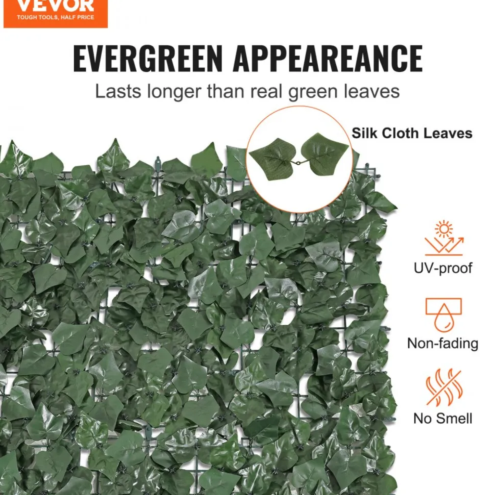 VEVOR Ivy Privacy Fence, 39 x 98 in Artificial Green Wall Screen, Greenery Ivy Fence with Strengthened Joint, Faux Hedges Vine Leaf Decoration for Outdoor Garden, Yard, Balcony, Patio Decor