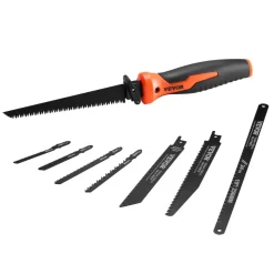 VEVOR Jab Saw, 6 in Keyhole Saw with Soft Grip Handle, 8-In-1 Multi-Blades Drywall Jab Saw, Sharp Jab Saw with Triple Ground Teeth, for Cutting Drywall Wood Metel Plastic Plywood Wallboard Thin Sheet