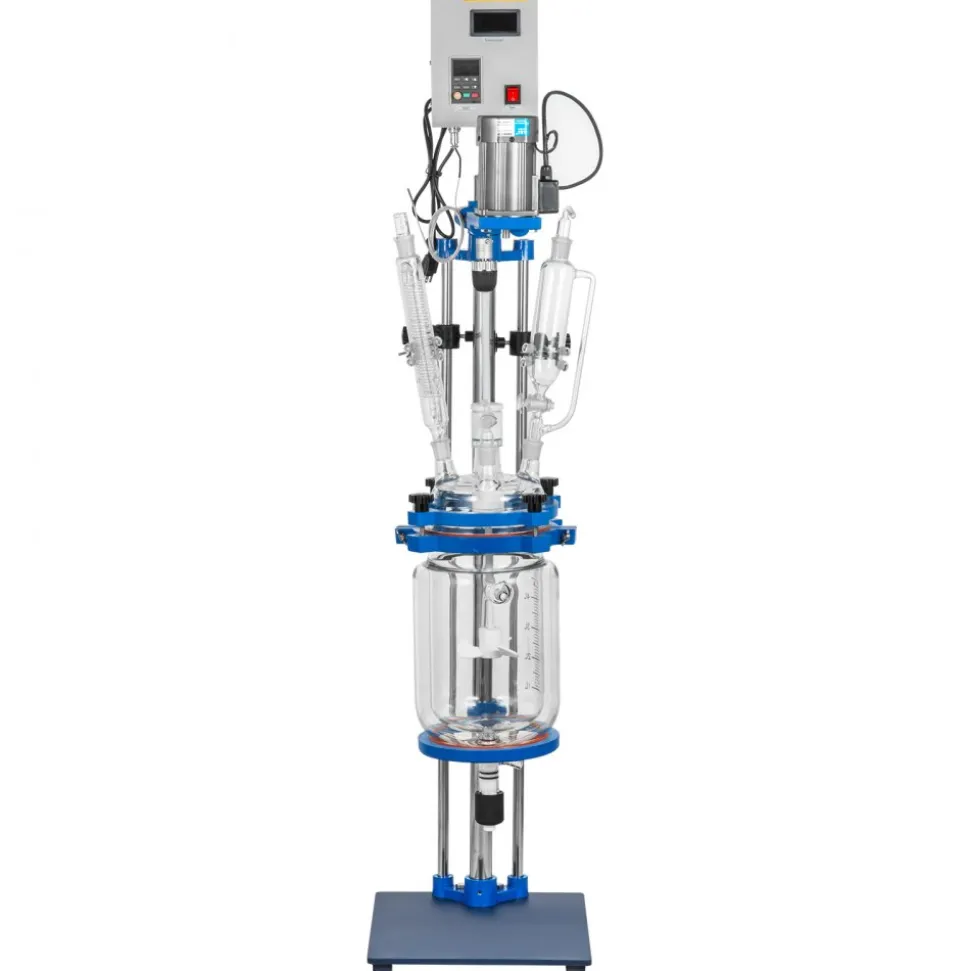 VEVOR Jacketed Reactor 5L Laboratory Glass Reactor, Jacketed Glass Reactor, Chemical Reaction Vessel, Lab Jacketed Reactor, Reaction Vessel Chemistry, With Digital Display, For Reaction Distillation