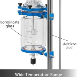 VEVOR Jacketed Reactor 5L Laboratory Glass Reactor, Jacketed Glass Reactor, Chemical Reaction Vessel, Lab Jacketed Reactor, Reaction Vessel Chemistry, With Digital Display, For Reaction Distillation
