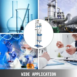 VEVOR Jacketed Reactor 5L Laboratory Glass Reactor, Jacketed Glass Reactor, Chemical Reaction Vessel, Lab Jacketed Reactor, Reaction Vessel Chemistry, With Digital Display, For Reaction Distillation