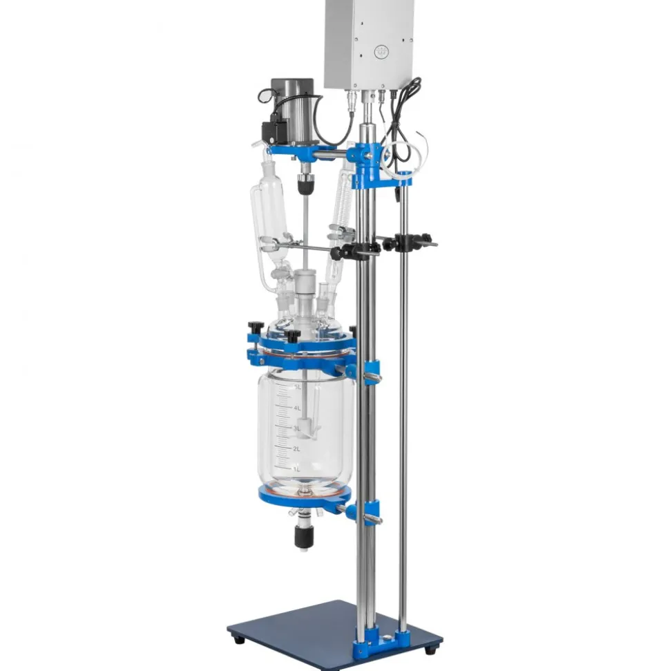 VEVOR Jacketed Reactor 5L Laboratory Glass Reactor, Jacketed Glass Reactor, Chemical Reaction Vessel, Lab Jacketed Reactor, Reaction Vessel Chemistry, With Digital Display, For Reaction Distillation