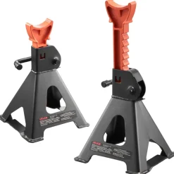 VEVOR Jack Stands, 3 Ton (6,600 lbs) Capacity, 10.8-16.3 in Adjustable Height, Heavy Duty Steel Jack Auto Stands with Locking, for Lifting SUV, Pickup, Car and UTV/ATV, 1 Pair, Black and Orange
