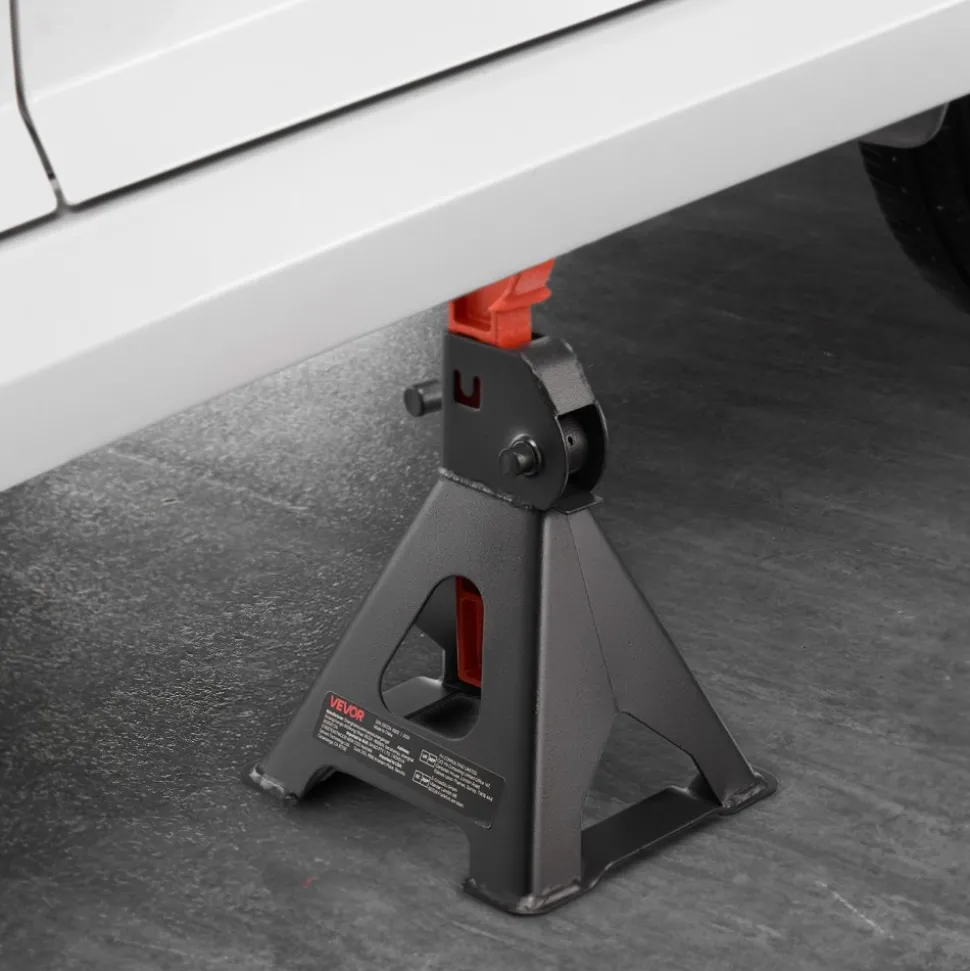 VEVOR Jack Stands, 3 Ton (6,600 lbs) Capacity, 10.8-16.3 in Adjustable Height, Heavy Duty Steel Jack Auto Stands with Locking, for Lifting SUV, Pickup, Car and UTV/ATV, 1 Pair, Black and Orange