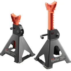 VEVOR Jack Stands, 3 Ton (6,600 lbs) Capacity, 10.8-16.3 in Adjustable Height, Heavy Duty Steel Jack Auto Stands with Locking, for Lifting SUV, Pickup, Car and UTV/ATV, 1 Pair, Black and Orange