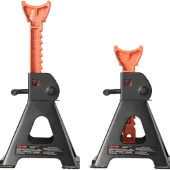 VEVOR Jack Stands, 3 Ton (6,600 lbs) Capacity, 10.8-16.3 in Adjustable Height, Heavy Duty Steel Jack Auto Stands with Locking, for Lifting SUV, Pickup, Car and UTV/ATV, 1 Pair, Black and Orange