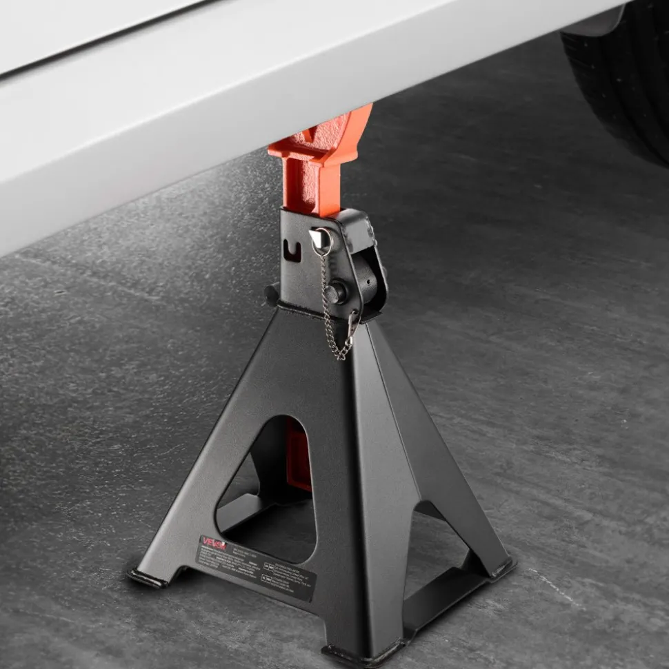 VEVOR Jack Stands, 6 Ton (13,000 lbs) Capacity, 14.6-22.8 in Adjustable Height, Heavy Duty Steel Jack Auto Stands with Double Locking, for Lifting RV, Small Truck, Car, SUV, 1 Pair, Black and Orange