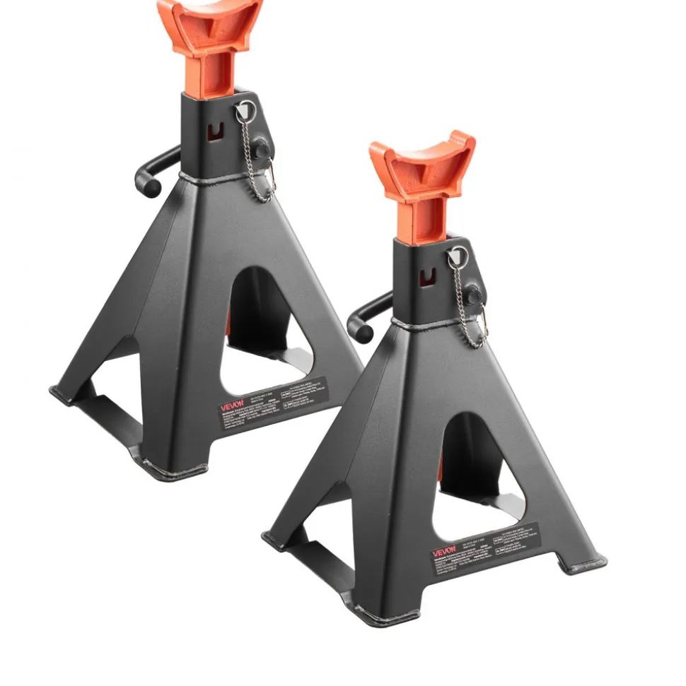 VEVOR Jack Stands, 6 Ton (13,000 lbs) Capacity, 14.6-22.8 in Adjustable Height, Heavy Duty Steel Jack Auto Stands with Double Locking, for Lifting RV, Small Truck, Car, SUV, 1 Pair, Black and Orange