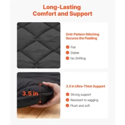 VEVOR Japanese Tatami Mat, Full Size Foldable Japanese Tatami Mattress, Futon Mattress with Storage Bag & Fastener, 9-Layer Floor Mat for Sleeping, Dormitory, Meditation, Yoga, 80 x 54 x 3.5 in, Black