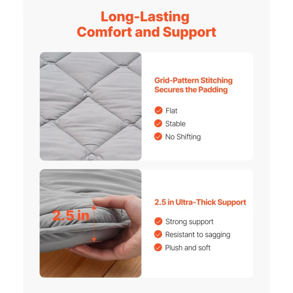 VEVOR Japanese Tatami Mat, Queen Size Foldable Japanese Tatami Mattress, Futon Mattress with Storage Bag & Fastener, 9-Layer Floor Mat for Sleeping, Dormitory, Meditation, Yoga, 80 x 60 x 2.5 in, Gray