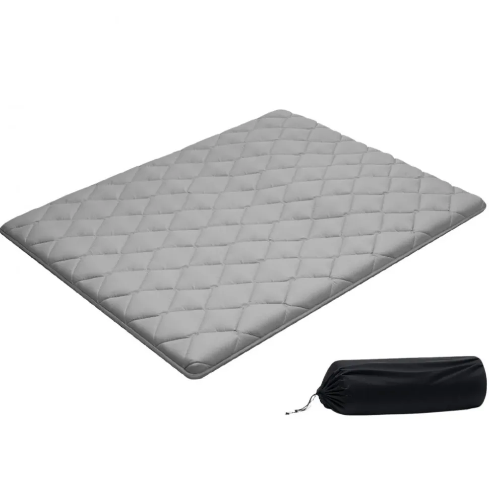 VEVOR Japanese Tatami Mat, Queen Size Foldable Japanese Tatami Mattress, Futon Mattress with Storage Bag & Fastener, 9-Layer Floor Mat for Sleeping, Dormitory, Meditation, Yoga, 80 x 60 x 2.5 in, Gray
