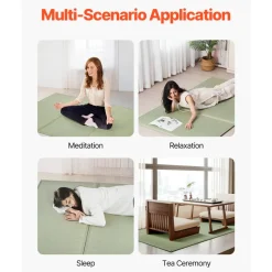 VEVOR Japanese Tatami Mat, Queen Size Foldable Japanese Tatami Mattress( Natural Rush Grass), Japanese Floor Mattress with Non-Slip Backing & Fresh Scent, Futon Mattress for Sleeping Meditation Yoga