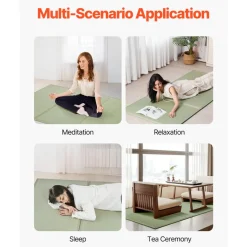 VEVOR Japanese Tatami Mat, Twin Size Foldable Japanese Tatami Mattress( Natural Rush Grass), Japanese Floor Mattress with Non-Slip Backing & Fresh Scent, Futon Mattress for Sleeping Meditation Yoga