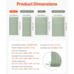 VEVOR Japanese Tatami Mat, Twin Size Foldable Japanese Tatami Mattress( Natural Rush Grass), Japanese Floor Mattress with Non-Slip Backing & Fresh Scent, Futon Mattress for Sleeping Meditation Yoga