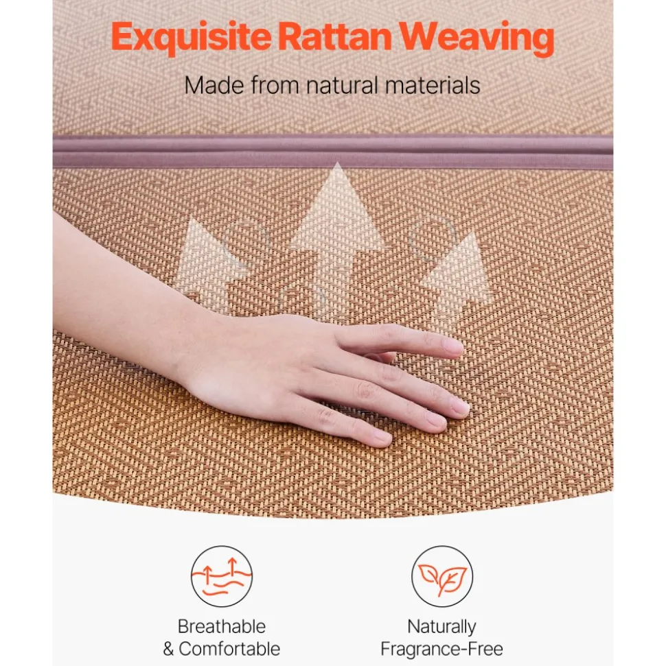 VEVOR Japanese Tatami Mat, 80 x 39 in Foldable Handwoven Natural Rattan Tatami Mat, Non-Slip & Easily Cleaned Japanese Tatami Floor Mat, Summer Breathable Sleeping Mat for Meditation Yoga Relaxation