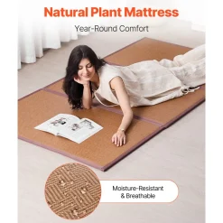 VEVOR Japanese Tatami Mat, 80 x 39 in Foldable Handwoven Natural Rattan Tatami Mat, Non-Slip & Easily Cleaned Japanese Tatami Floor Mat, Summer Breathable Sleeping Mat for Meditation Yoga Relaxation