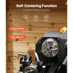 VEVOR 3-Jaw Lathe Chuck, 8 Inch (200 mm), Self-Centering Chuck with 2 1/4 in-8 Threaded Backing Plate, 0.16-7.87 in (4-200 mm) Clamping Range with T-wrench Screws, HT300 Material, for Wood Metal Lathe