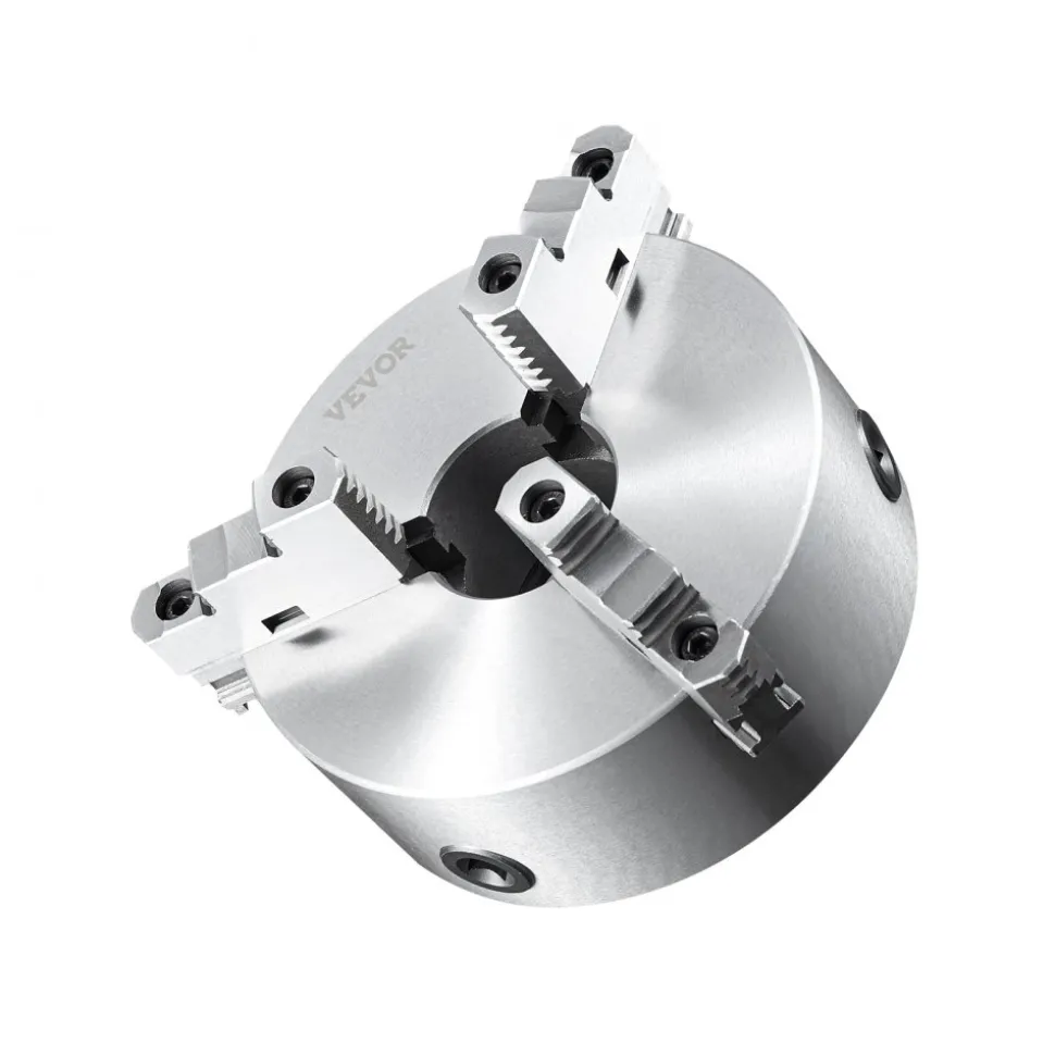 VEVOR 3-Jaw Lathe Chuck, 10'', Self-Centering Lathe Chuck, 0.24-9.84 in/6-250 mm Clamping Range with T-key Fixing Screws Hexagon Wrench, for Lathe 3D Printer Machining Center Milling Drilling Machine
