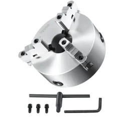 VEVOR 3-Jaw Lathe Chuck, 10'', Self-Centering Lathe Chuck, 0.24-9.84 in/6-250 mm Clamping Range with T-key Fixing Screws Hexagon Wrench, for Lathe 3D Printer Machining Center Milling Drilling Machine