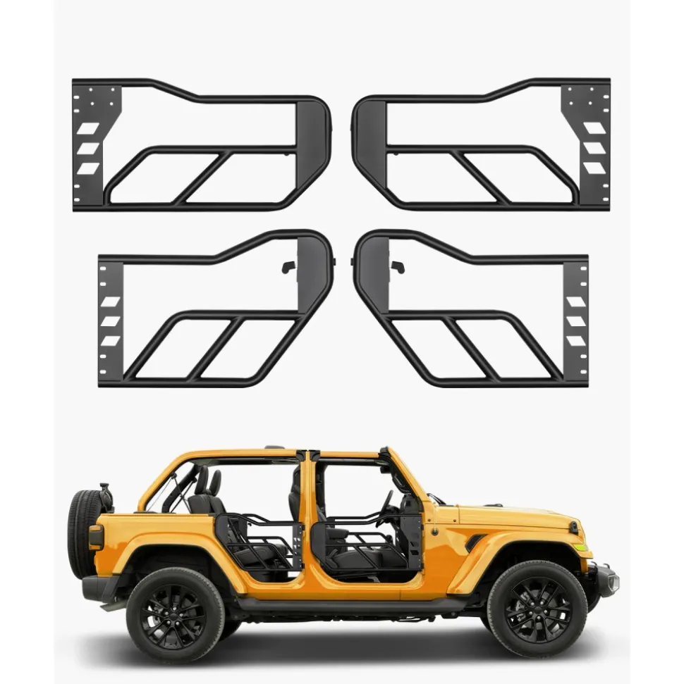 VEVOR Jeep Tube Doors, 4-Door, Adventure Style Jeep Tubular Door with Heavy-Duty Hinges & OE Latch, Jeep Doors with Rubber Pads & Toughened Steel Tube, Fit for 2007-2018 Jeep Wrangler JK