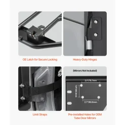 VEVOR Jeep Tube Doors, 4-Door, Adventure Style Jeep Tubular Door with Heavy-Duty Hinges & OE Latch, Jeep Doors with Rubber Pads & Toughened Steel Tube, Fit for 2007-2018 Jeep Wrangler JK