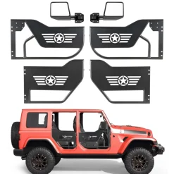 VEVOR Jeep Tube Doors, 4-Door, Compatible with 2018-2026 Jeep Wrangler JL JLU & Gladiator JT 4XE, Steel Off Road Front & Rear Tubular Half Doors with DOT Certified Side View Mirrors