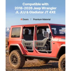 VEVOR Jeep Tube Doors, 4-Door, Compatible with 2018-2026 Jeep Wrangler JL Unlimited & 2020-2026 Gladiator JT, Alloy Steel Off Road Front & Rear Tubular Half Doors with Storage Bag and Rubber Pads
