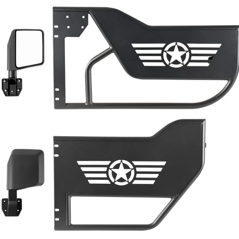 VEVOR Jeep Tube Doors, 4-Door, Compatible with 2018-2026 Jeep Wrangler JL Unlimited & 2020-2026 Gladiator JT, Alloy Steel Off Road Front & Rear Tubular Half Doors with Storage Bag and Rubber Pads