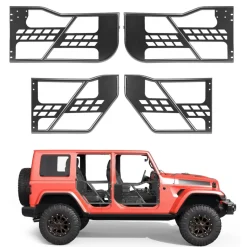VEVOR Jeep Tube Doors, 4-Door, Compatible with 2018-2026 Wrangler JL JLU & 2020-2026 Gladiator JT, Steel Off Road Front & Rear Tubular Half Doors with DOT Certified Side View Mirrors and Rubber Pads