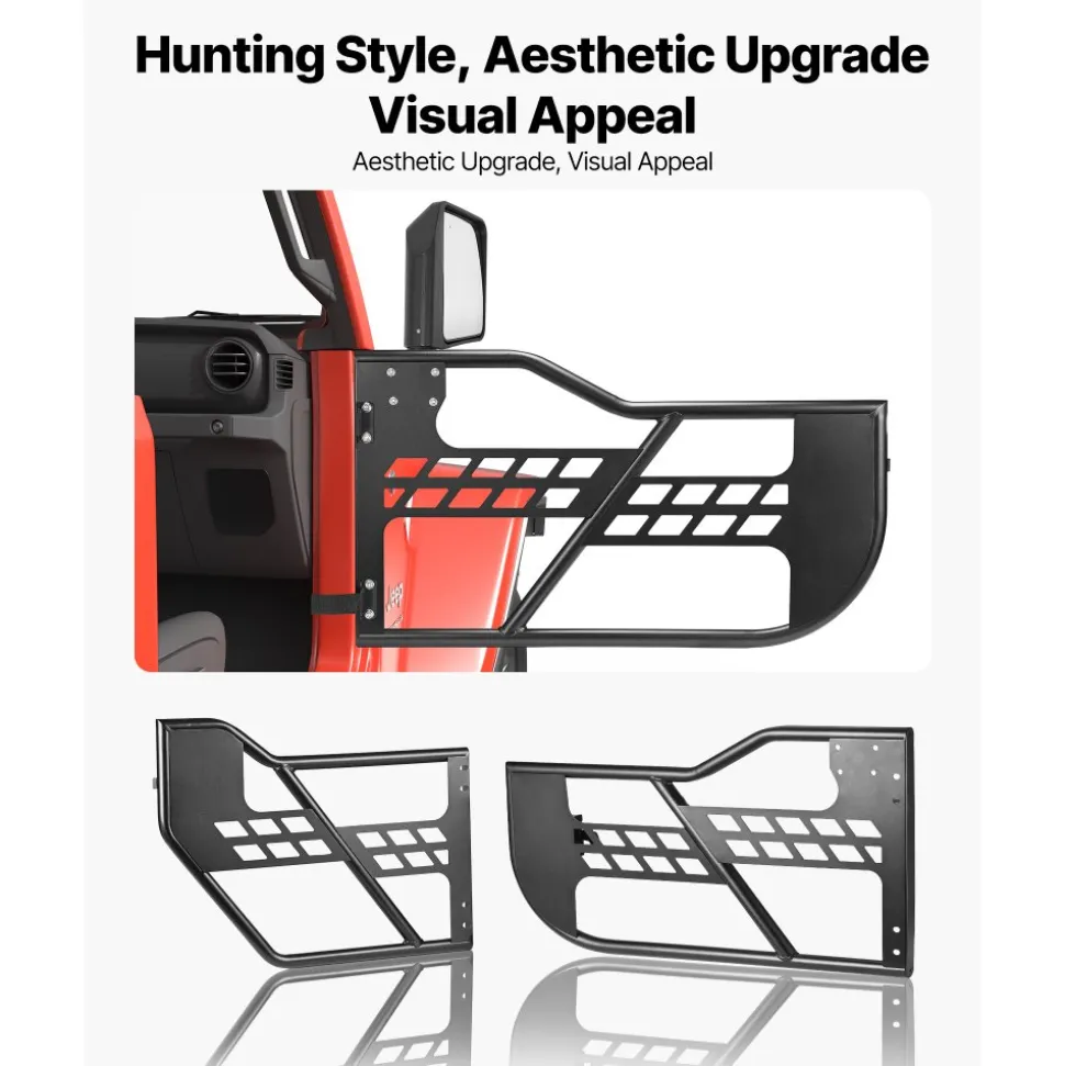 VEVOR Jeep Tube Doors, 4-Door, Compatible with 2007-2018 Jeep Wrangler JK JKU Unlimited, Steel Off Road Front & Rear Tubular Half Doors with DOT Certified Side View Mirrors, Storage Bag & Rubber Pads