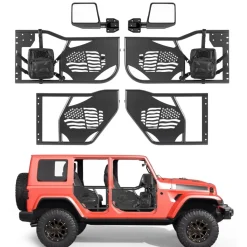 VEVOR Jeep Tube Doors, 4-Door, Compatible with 2018-2026 Jeep Wrangler JL & 2020-2026 Gladiator JT, Steel Off Road Front & Rear Tubular Half Doors with DOT Certified Side View Mirrors and Storage Bag