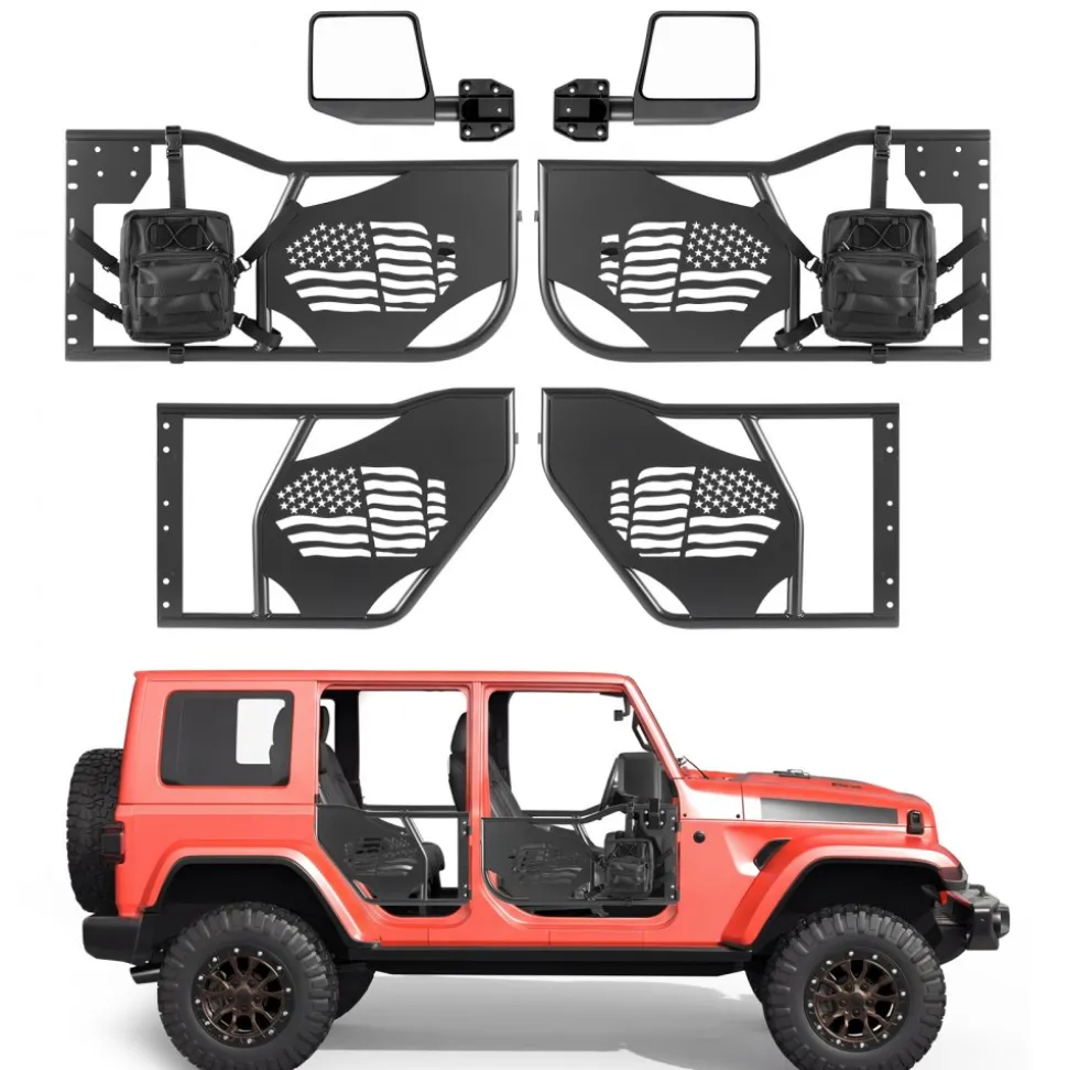 VEVOR Jeep Tube Doors, 4-Door, Compatible with 2018-2026 Jeep Wrangler JL & 2020-2026 Gladiator JT, Steel Off Road Front & Rear Tubular Half Doors with DOT Certified Side View Mirrors and Storage Bag