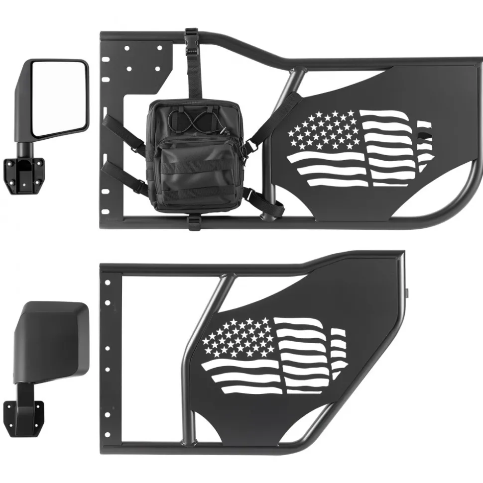 VEVOR Jeep Tube Doors, 4-Door, Compatible with 2018-2026 Jeep Wrangler JL & 2020-2026 Gladiator JT, Steel Off Road Front & Rear Tubular Half Doors with DOT Certified Side View Mirrors and Storage Bag