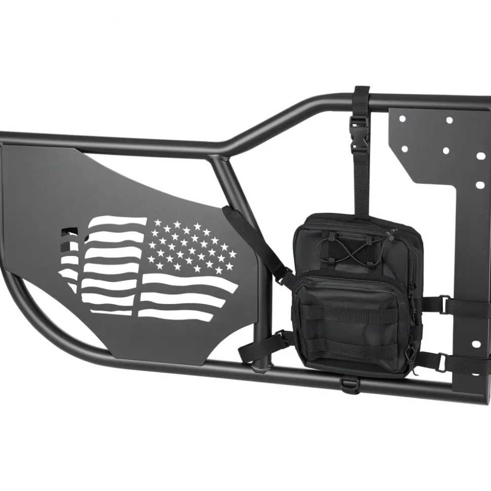 VEVOR Jeep Tube Doors, 4-Door, Fit for 2018-2026 Jeep Wrangler JL & 2020-2026 Gladiator JT, Flag Pattern Off Road Front & Rear Tubular Half Doors with DOT Certified Side View Mirrors and Storage Bag