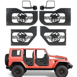 VEVOR Jeep Tube Doors, 4-Door, Fit for 2018-2026 Jeep Wrangler JL & 2020-2026 Gladiator JT, Soldier Pattern Off Road Front & Rear Tubular Half Doors with DOT Certified Side View Mirrors & Rubber Pads
