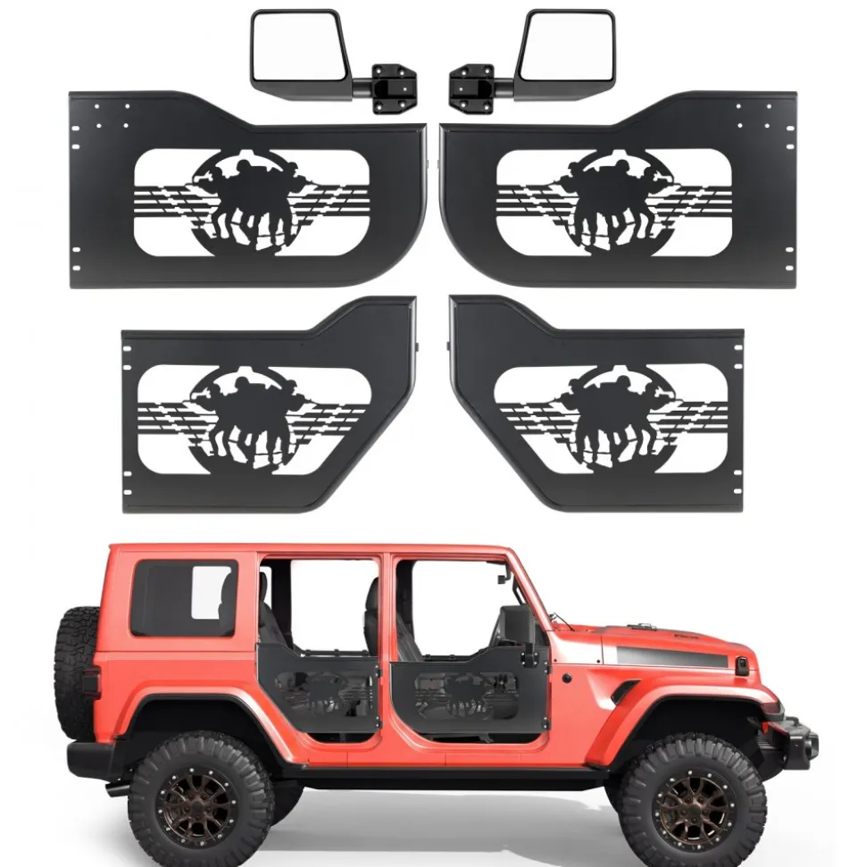 VEVOR Jeep Tube Doors, 4-Door, Fit for 2018-2026 Jeep Wrangler JL & 2020-2026 Gladiator JT, Soldier Pattern Off Road Front & Rear Tubular Half Doors with DOT Certified Side View Mirrors & Rubber Pads