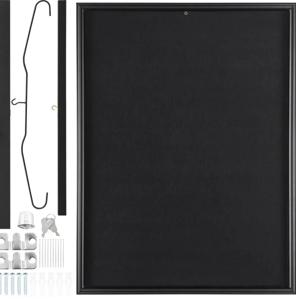 VEVOR Jersey Display Frame Case, 23.3 x 31.2 x 1.5 in, Large Lockable Sport Jersey Shadow Box with 98% UV Protection PC Glass and Hangers, for Baseball Basketball Football Hockey Shirt and Uniform