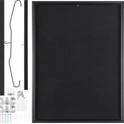 VEVOR Jersey Display Frame Case, 24 x 32 x 1.5 in, Large Lockable Sport Jersey Shadow Box with 98% UV Protection PC Glass and Hangers, for Baseball Basketball Football Hockey Shirt and Uniform, Black