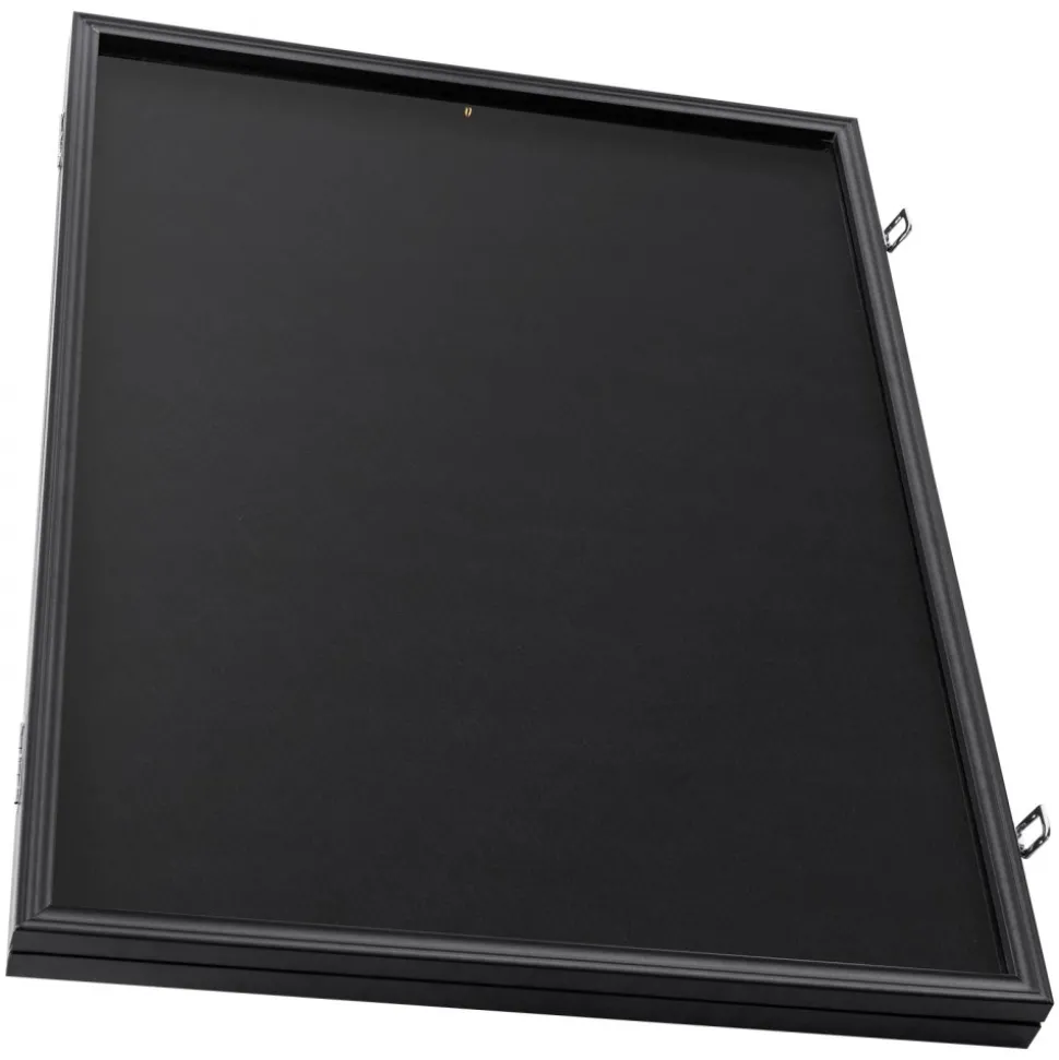 VEVOR Jersey Display Frame Case, 24 x 32 x 1.5 in, Large Lockable Sport Jersey Shadow Box with 98% UV Protection PC Glass and Hangers, for Baseball Basketball Football Hockey Shirt and Uniform, Black