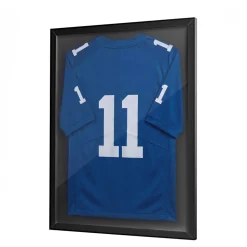 VEVOR Jersey Frame Display Case, 31.5 x 23.6 x 1 in, Wooden Sport Jersey Shadow Box with 98% UV Protection PC Panel and Hanger, for Baseball Basketball Football Hockey Shirt Sport and Uniform, Black