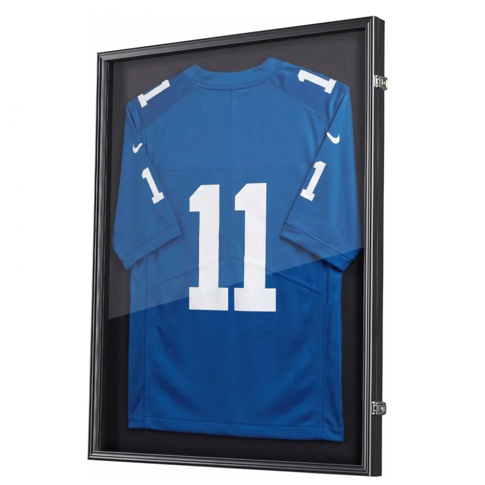 VEVOR Jersey Frame Display Case, 36.4 x 28.3 x 1.5 in, Wooden Sport Jersey Shadow Box with 98% UV Protection PC Panel and Hanger, Magnetic Lock, for Baseball Basketball Football Hockey Shirt Uniform