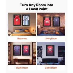 VEVOR Jersey Frame Display Case, 36.4 x 28.3 x 1.5 in, Wooden Sport Jersey Shadow Box with 98% UV Protection PC Panel and Hanger, Magnetic Lock, for Baseball Basketball Football Hockey Shirt Uniform